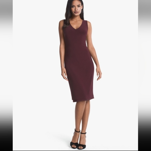 NWT $98 WHBM Leopard Reversable Deep Purple Dress Spandex Blend Sheath S - Picture 3 of 16